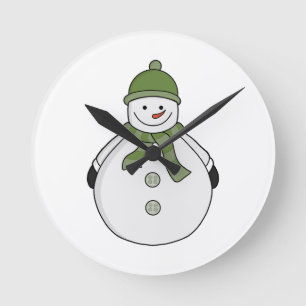 Cold snowman round clock