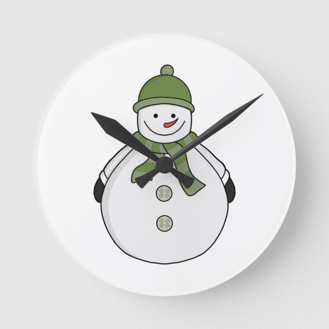 Cold snowman round clock (Front)