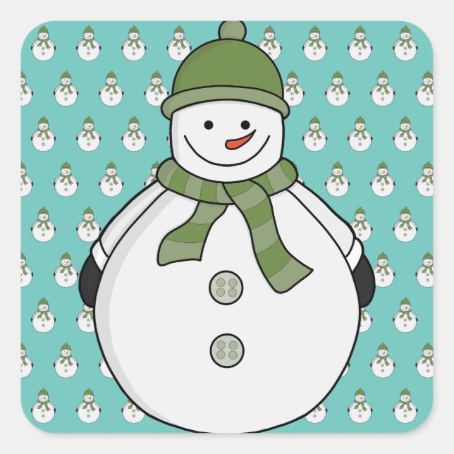 Cold snowman square sticker (Front)