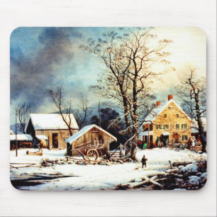 Cold snowy morning mouse mat