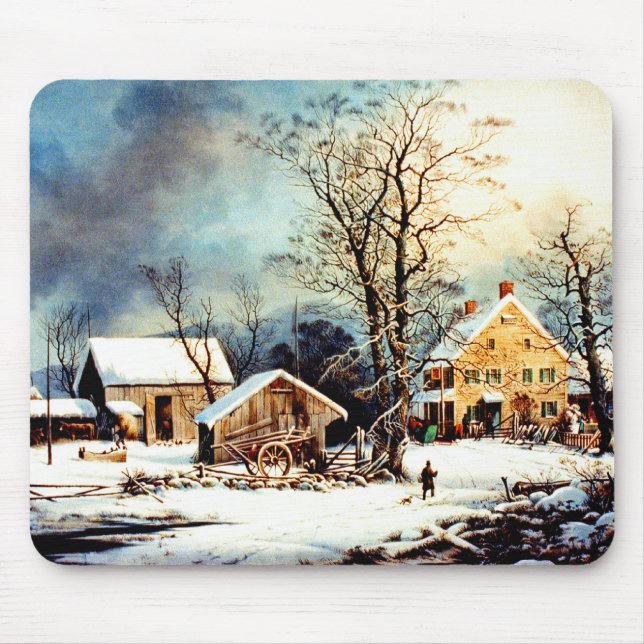 Cold snowy morning mouse mat (Front)