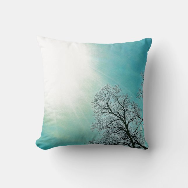 Cold Trees & A Winter Sun Nature Art Cushion (Front)