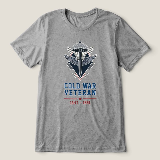 Cold War Airborne Veteran Commando Dagger Tri-Blend Shirt (Design Front)