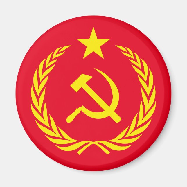 Cold War Communist Flag Round Magnet (Front)