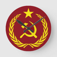 Cold War Communist Flag Round Wall Clock