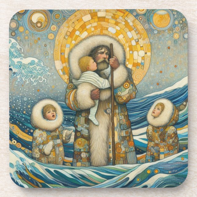 "Cold Waters, Strong Guide" Hard plastic coaster (Front)