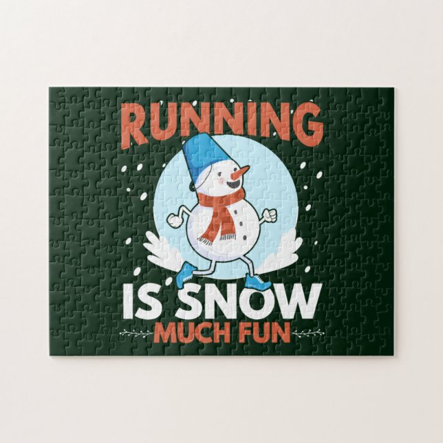 Cold Weather Runner - Running is Snow Much Fun Jigsaw Puzzle (Horizontal)