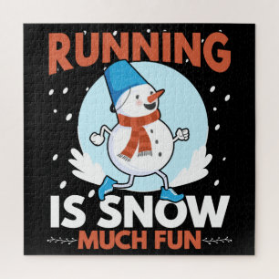 Cold Weather Runner - Running is Snow Much Fun Jigsaw Puzzle