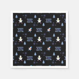 Cold Weather Running Christmas Snowman Napkin