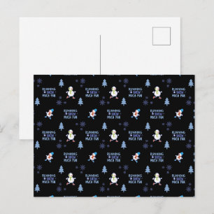 Cold Weather Running Christmas Snowman Postcard