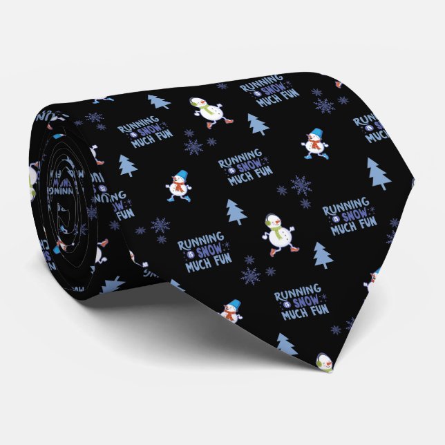 Cold Weather Running Christmas Snowman Tie (Rolled)