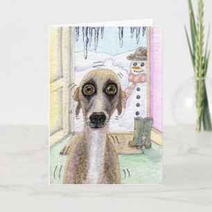 Cold Whippet Christmas card