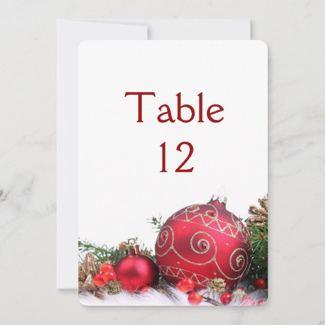 Cold Winter Gold Ribbon Holiday Table card (Front)
