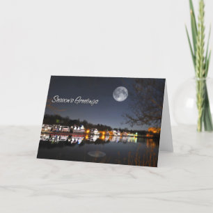 Cold Winter Night Boathouse Row Season's Greetings Holiday Card