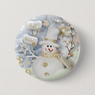 Cold Winter Snowman 6 Cm Round Badge