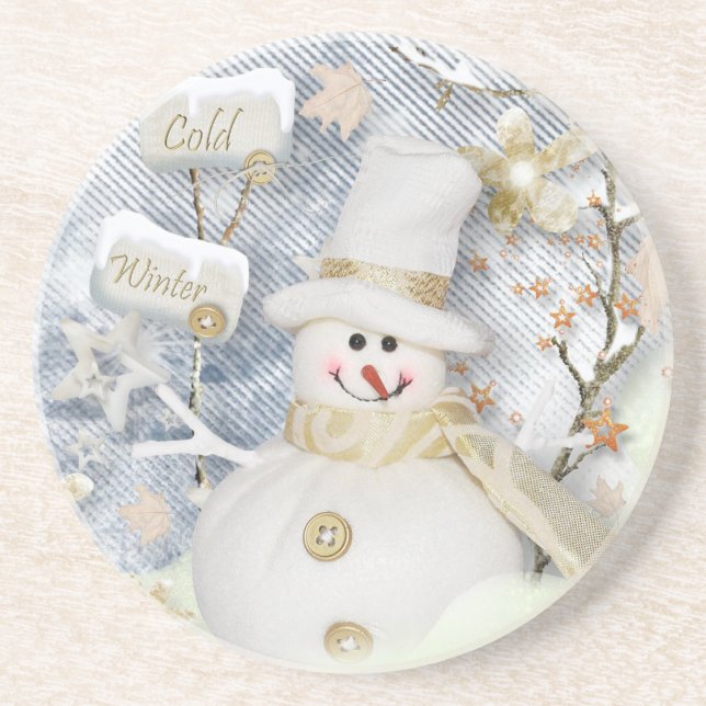 Cold Winter Snowman Coaster (Front)
