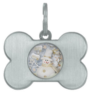 Cold Winter Snowman Pet Name Tag