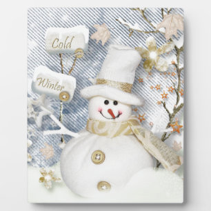 Cold Winter Snowman Plaque