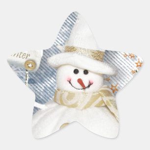 Cold Winter Snowman Star Sticker