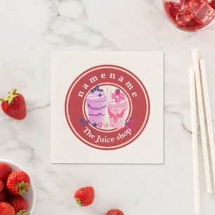 Cold yogurt Smoothies fruit Juice shop logo name Napkin