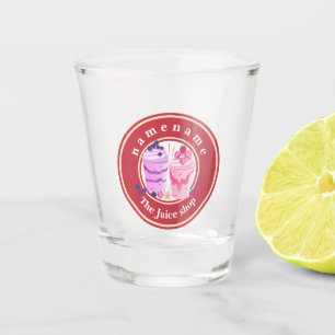 Cold yogurt Smoothies fruit Juice shop logo name Shot Glass