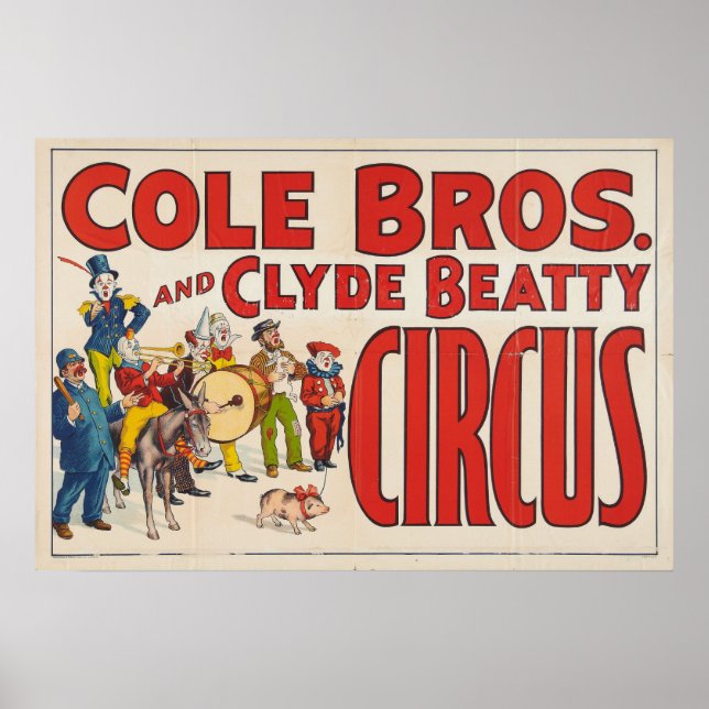Cole Brothers and Clyde Beatty Circus Poster (Front)