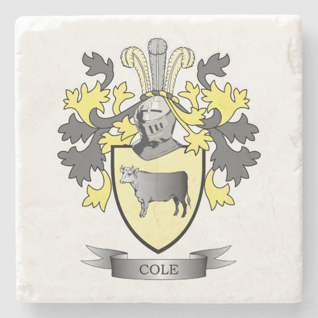 Cole Coat of Arms Stone Coaster (Front)