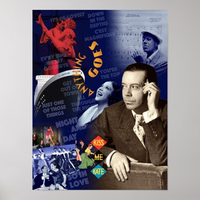 Cole Porter Collage Portrait Poster (Front)