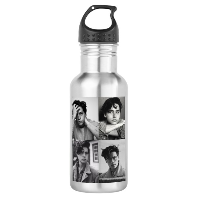 Cole Sprouse Collage B&W  532 Ml Water Bottle (Front)