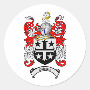 COLEMAN FAMILY CREST - COLEMAN COAT OF ARMS CLASSIC ROUND STICKER