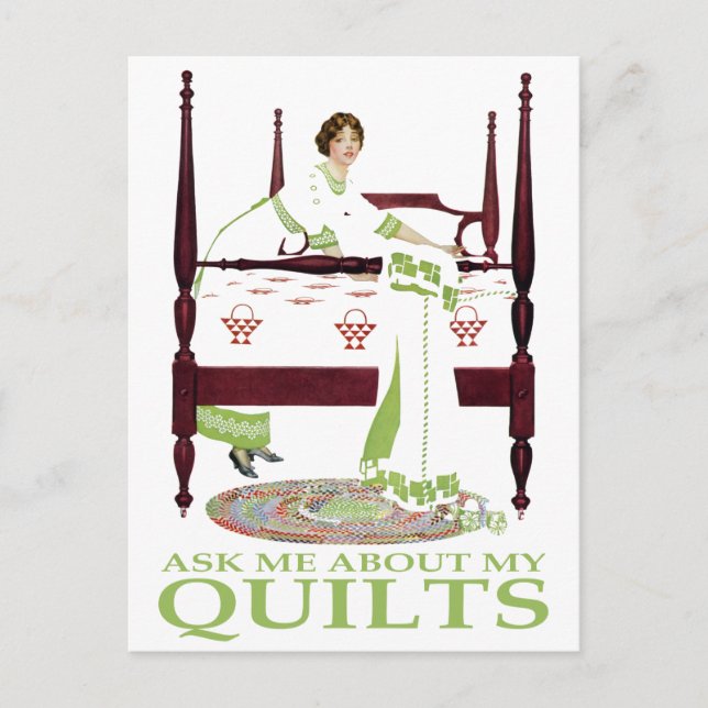 Coles Phillips Fadeaway - Ask Me About My Quilts Postcard (Front)