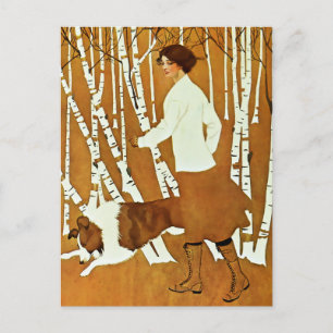Coles Phillips ‘Fadeaway Girl’ Autumn Walk Cover Postcard