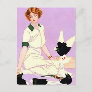 Coles Phillips ‘Fadeaway Girl’  “Feeding Pigeons" Postcard