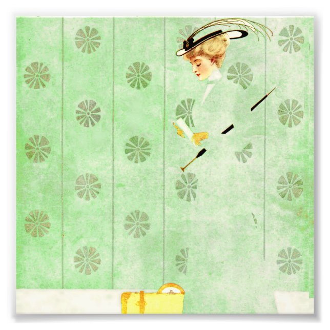Coles Phillips ‘Fadeaway Girl’  “Green Wallpaper" Photo Print (Front)