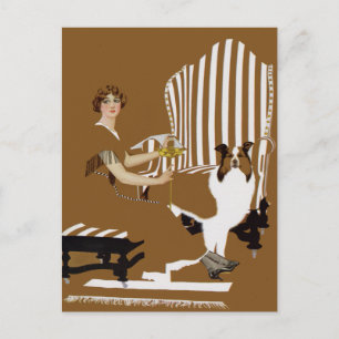 Coles Phillips Fadeaway Woman With Collie Postcard