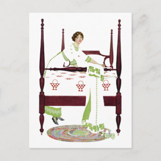 Coles Phillips Woman and Four Poster and Quilts Postcard