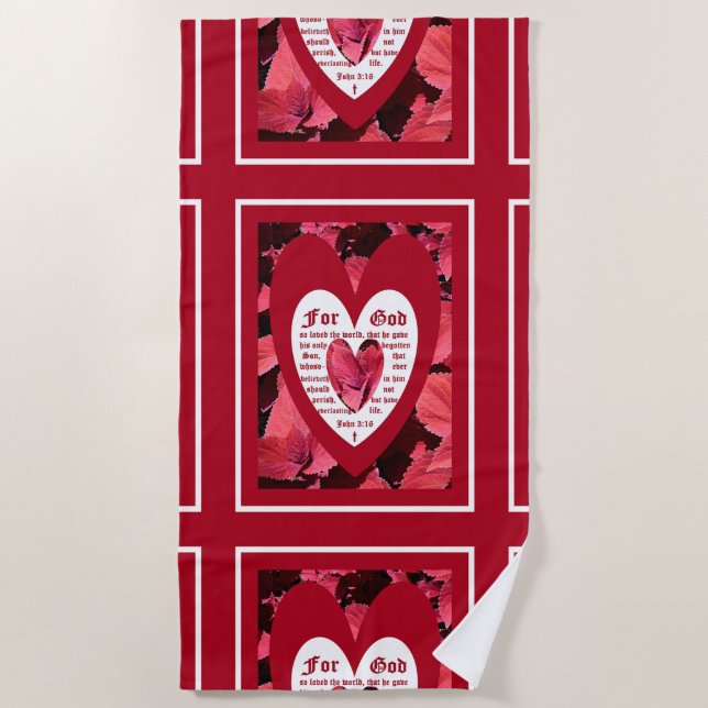 Coleus Close-up with John 3:16 Beach Towel (Front)