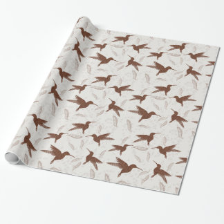 Colibri bird golden seamless pattern wrapping paper