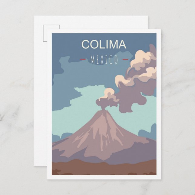 Colima Mexico Art Vintage Travel Illustration Postcard (Front/Back)