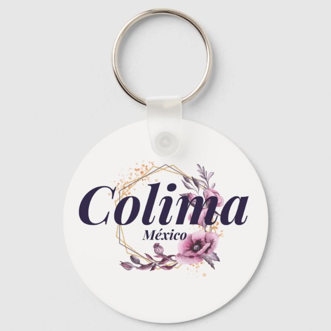 Colima Mexico Travel Destination Bridesmaid Floral Key Ring (Front)