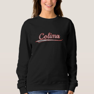 Colima Vintage Varsity Distressed Throwback Style Sweatshirt