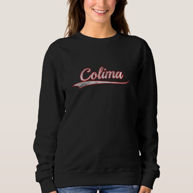 Colima Vintage Varsity Distressed Throwback Style Sweatshirt (Front)