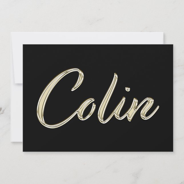 Colin Name white gold Handwriting Card (Front)