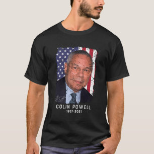 Colin Powell 1937-2021 With American Flag Vintage T-Shirt