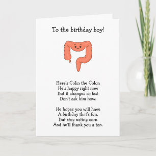 Colin the Colon Birthday Card