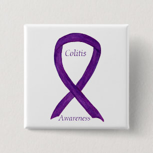 Colitis Awareness Purple Ribbon Custom Pin