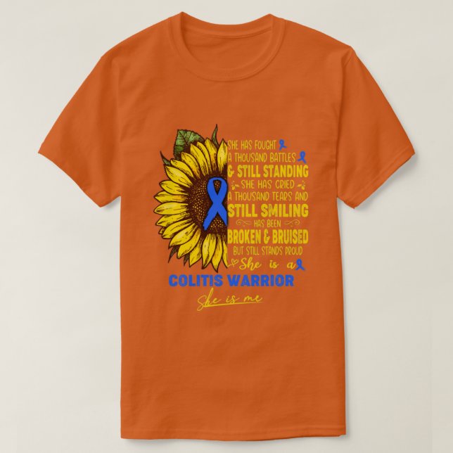 Colitis Awareness She is A Colitis Warrior She is  T-Shirt (Design Front)