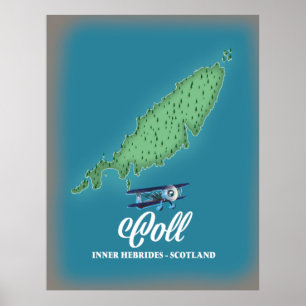 Coll Inner Hebrides Scotland map Poster
