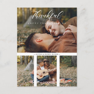 Collage 2 Photos Couple Happy Thanksgiving Postcard