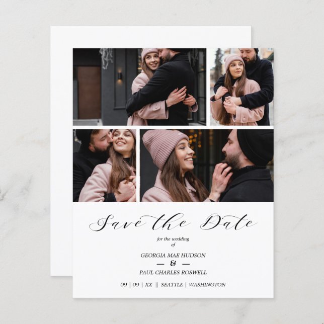 Collage 4 Photos Modern Couple Wedding (Front/Back)